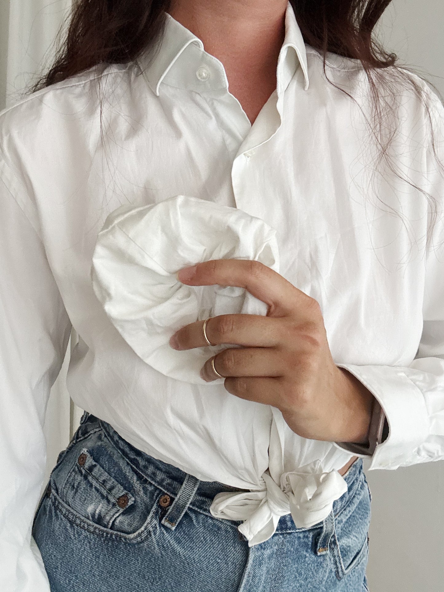 Crop + scrunchie bianca