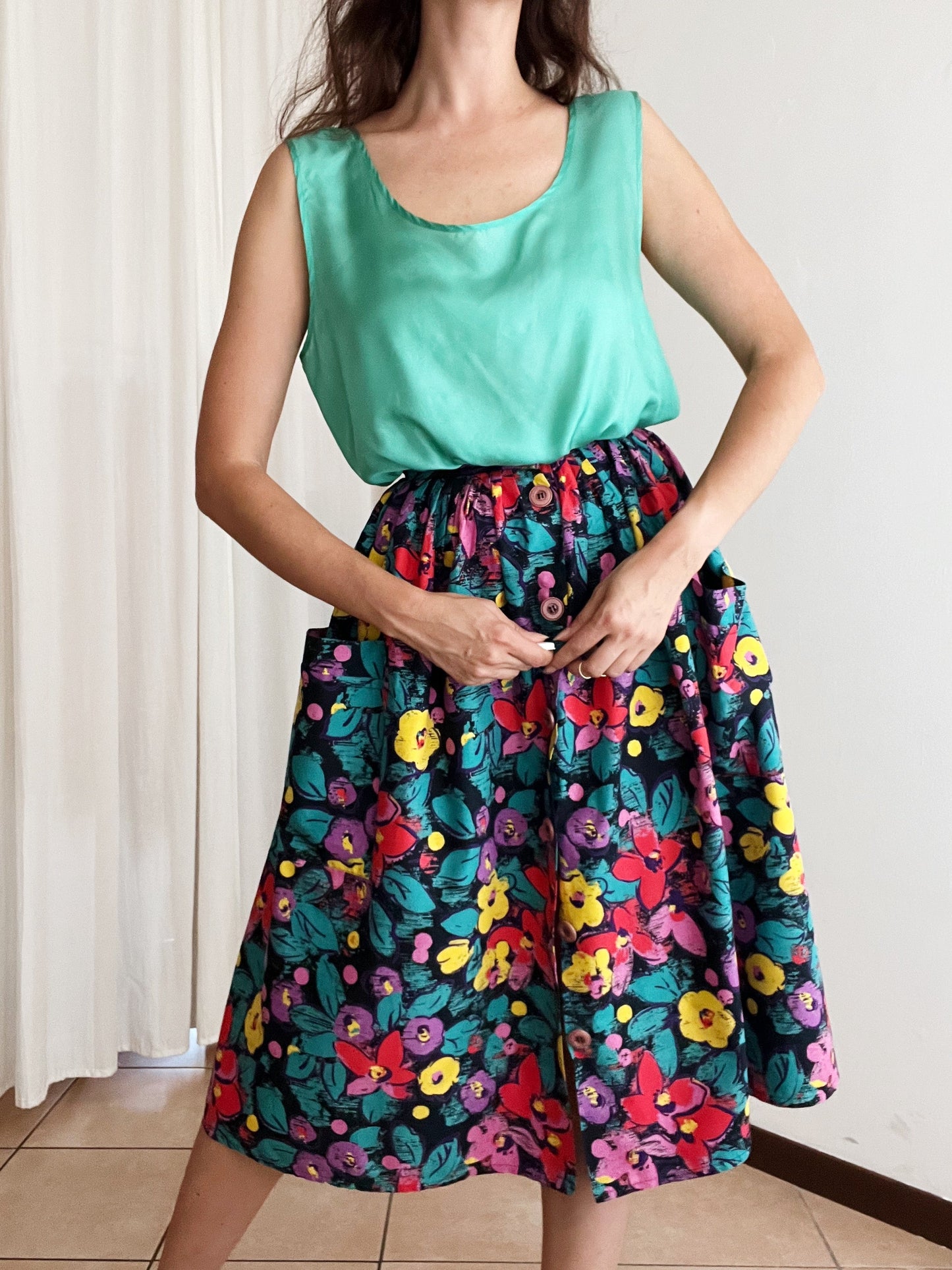 Gonna floreale colorata XS