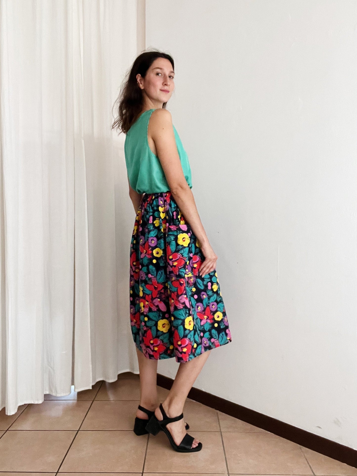 Gonna floreale colorata XS