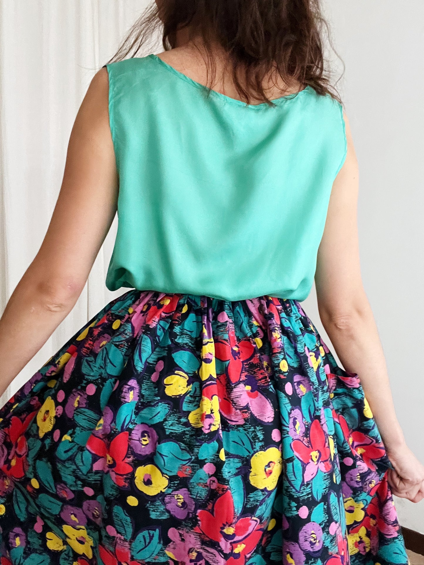 Top in seta verde M
