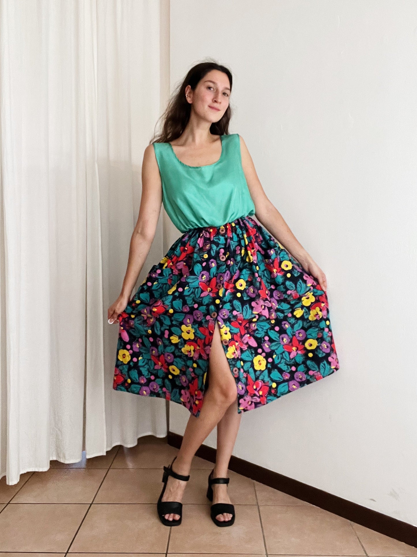 Gonna floreale colorata XS