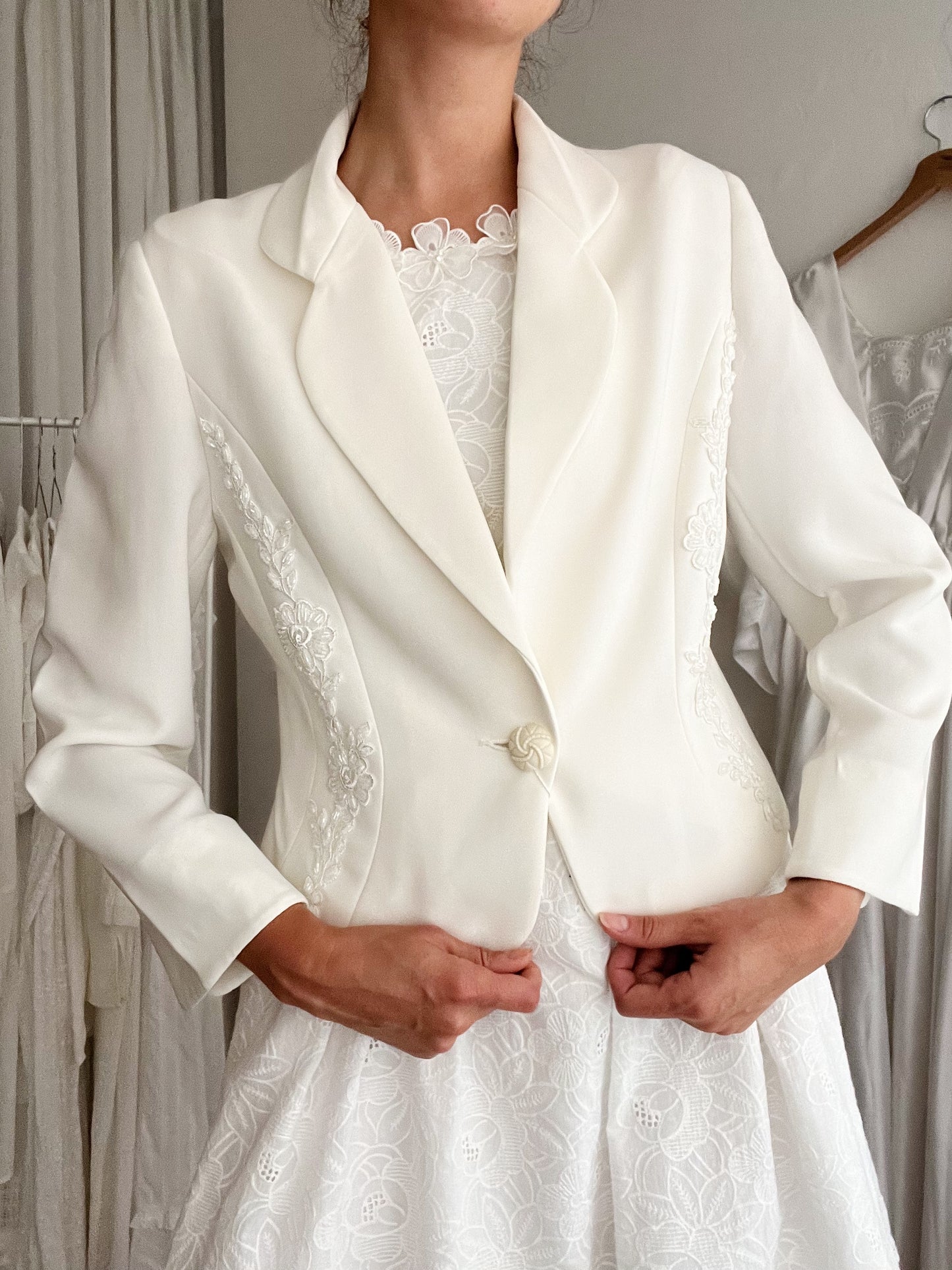 Blazer bianco perline 42