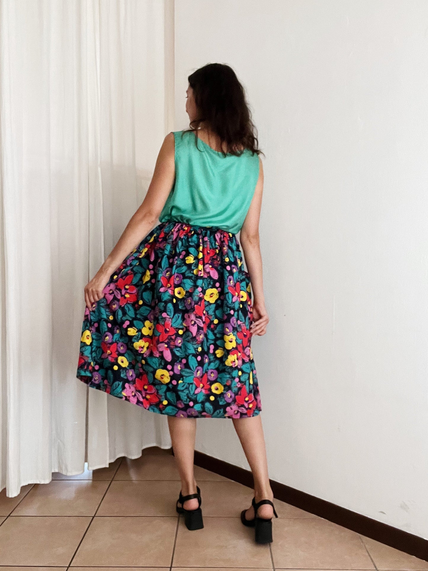 Gonna floreale colorata XS