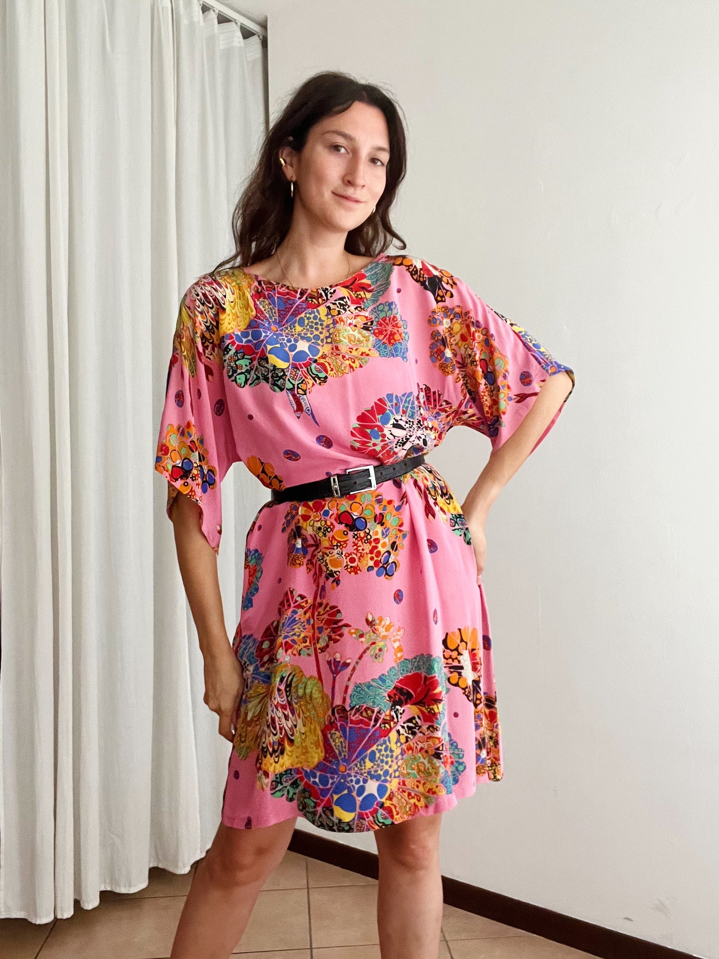 Abito in seta floreale rosa