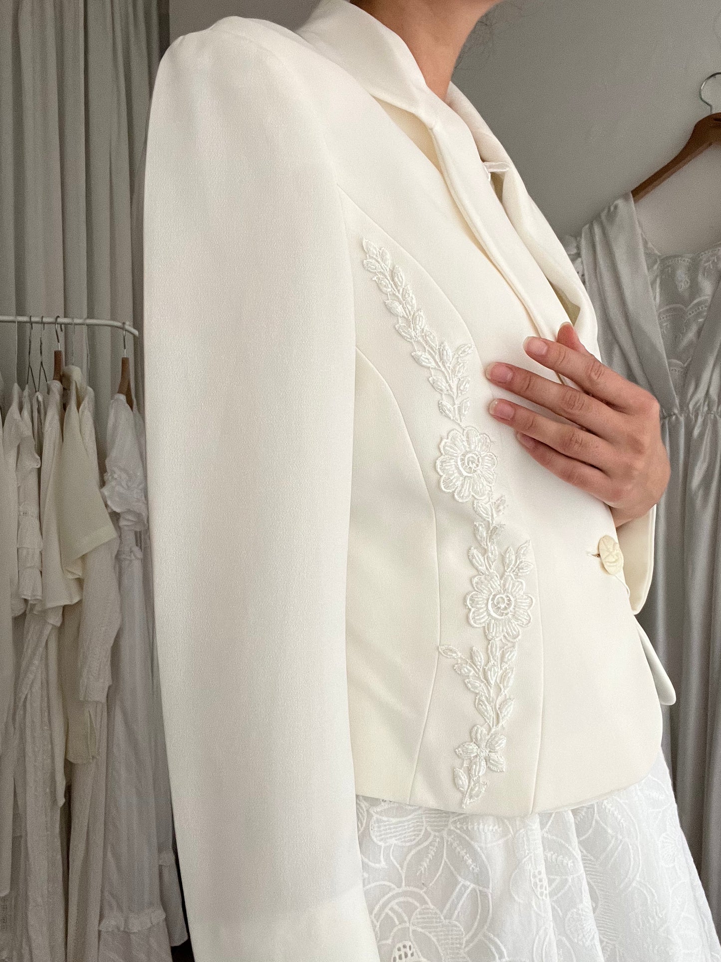 Blazer bianco perline 42