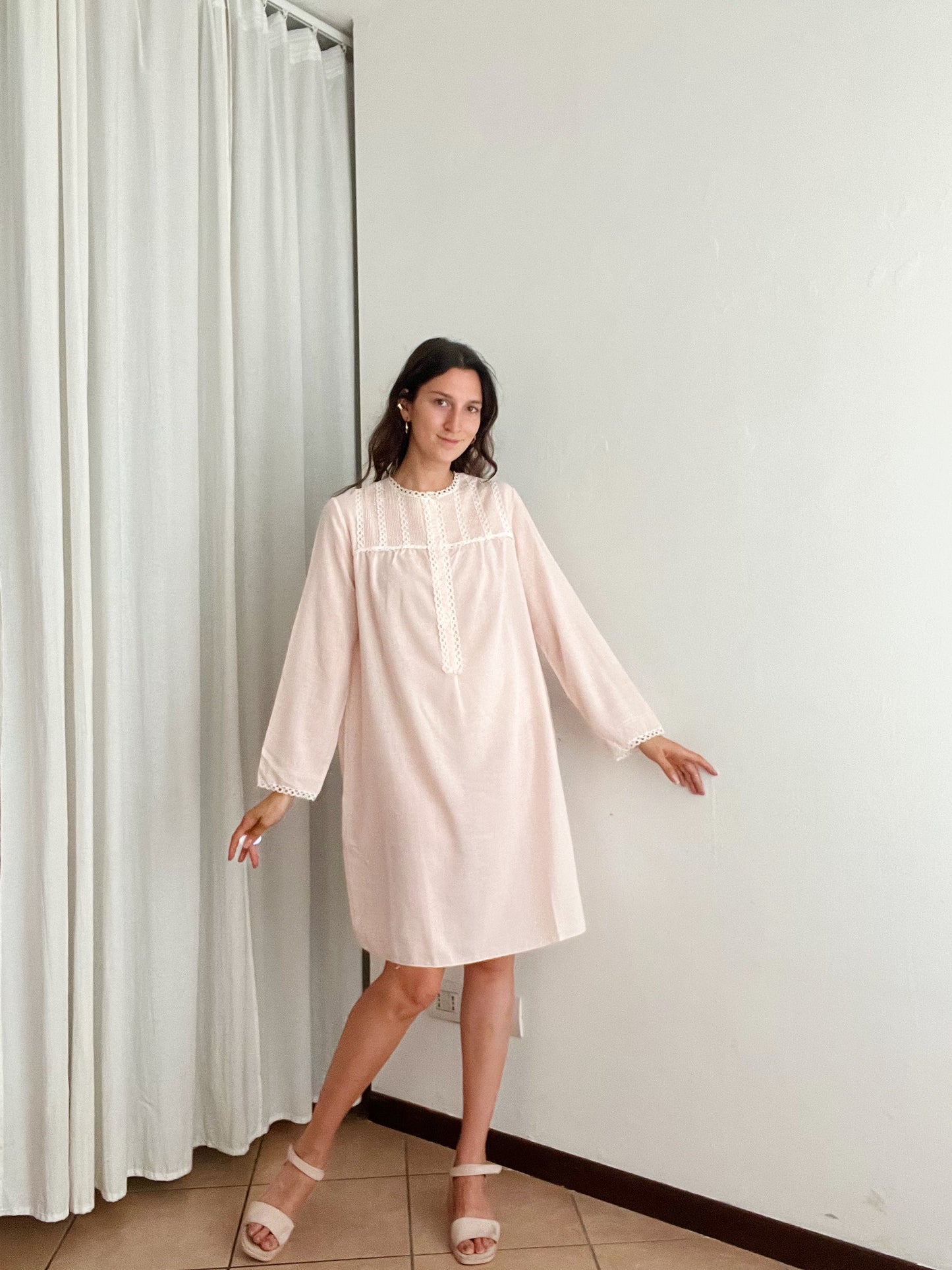 Camicia da notte rosa L
