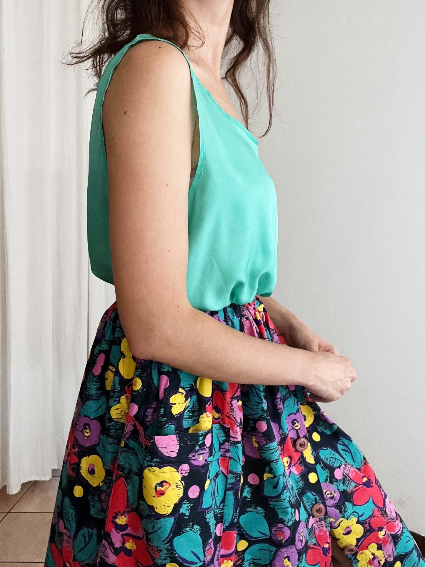 Top in seta verde M