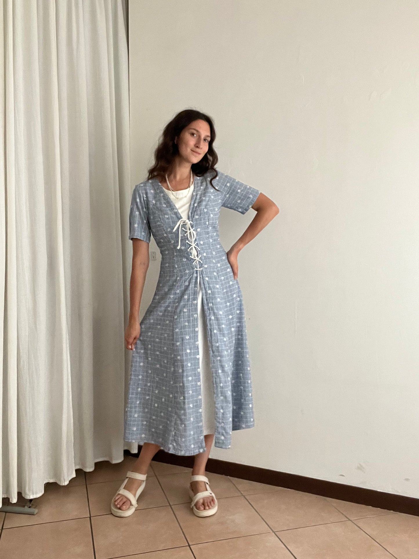 Abito bianco azzurro 40