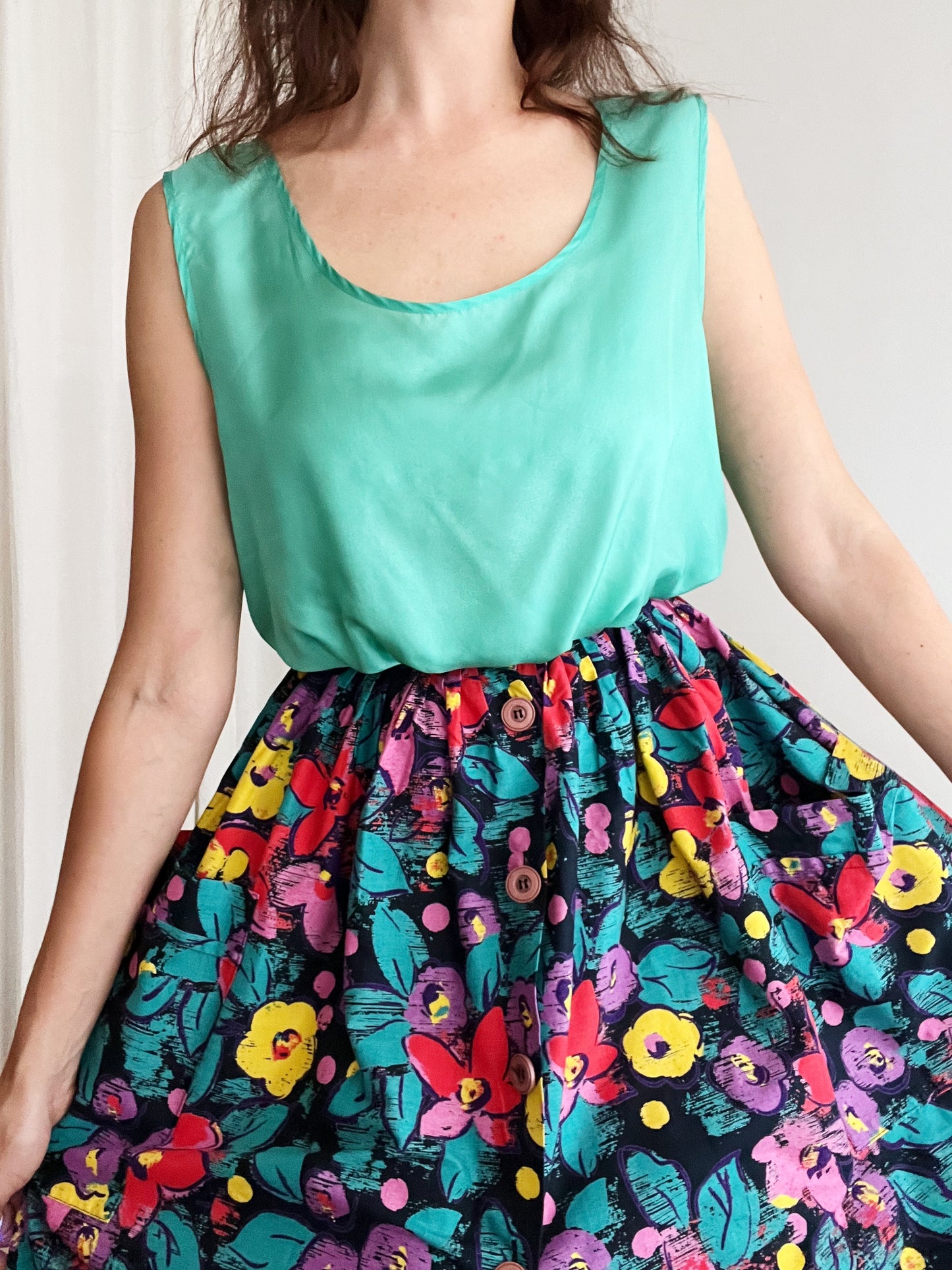 Top in seta verde M
