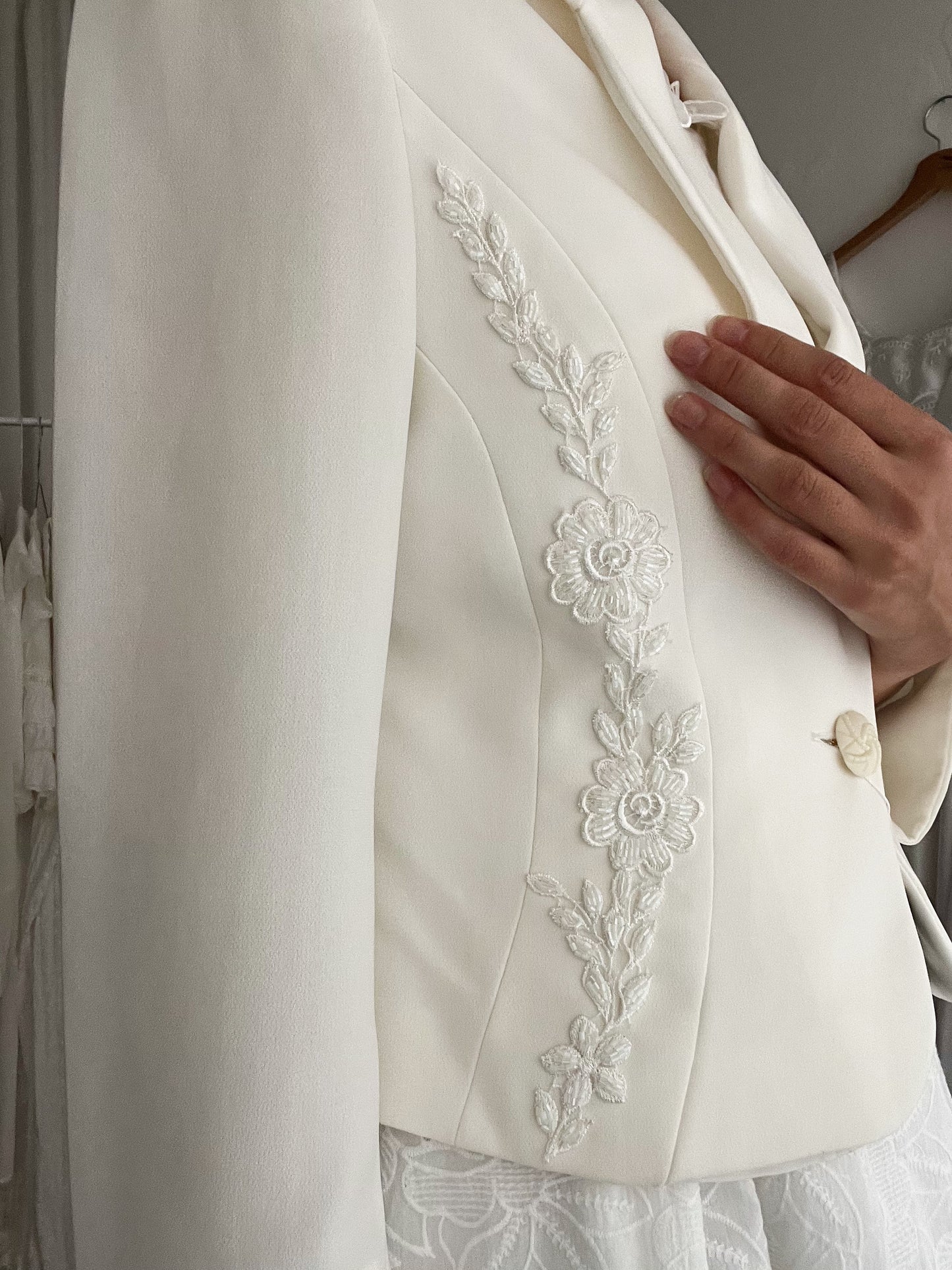 Blazer bianco perline 42