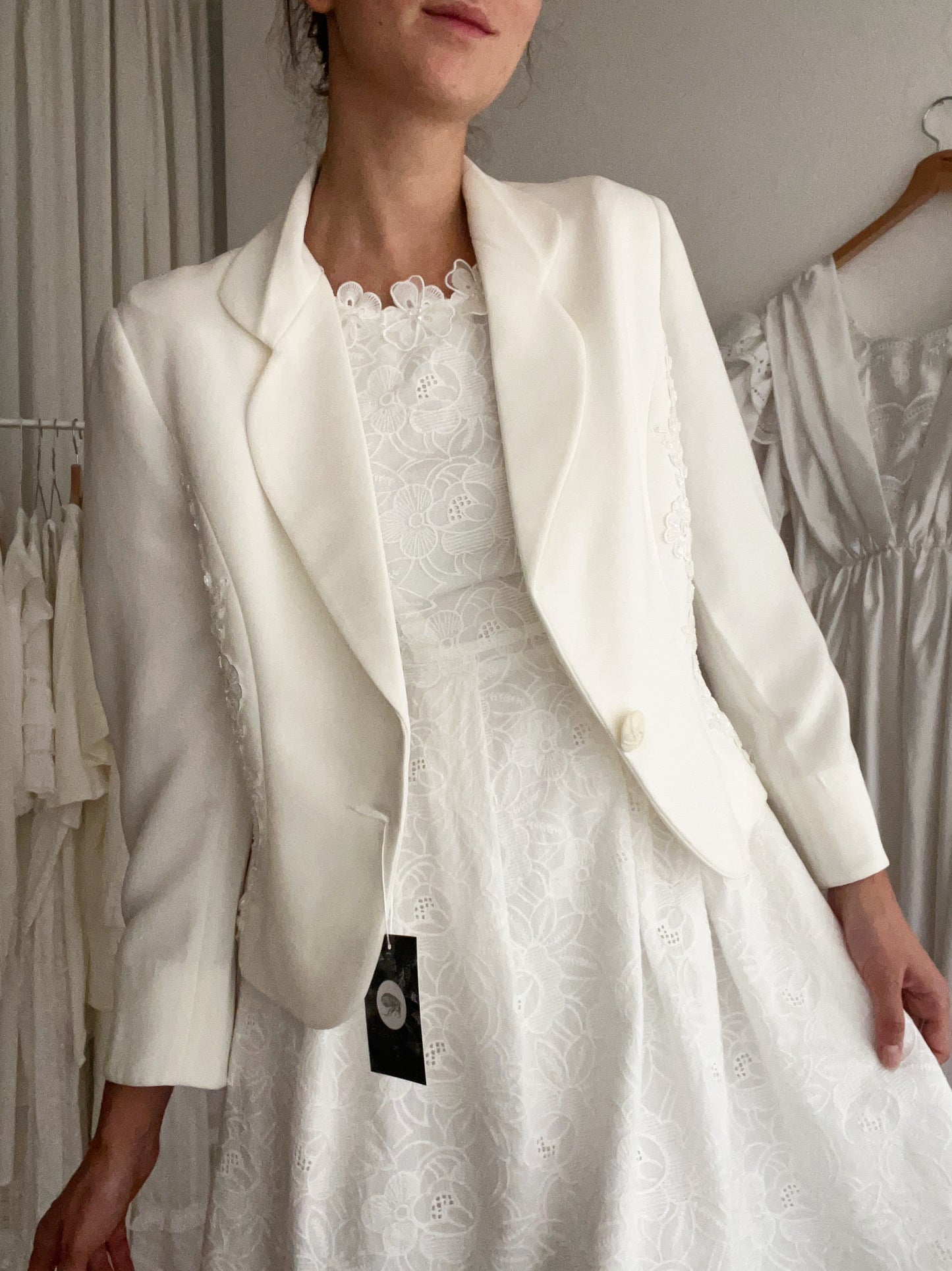 Blazer bianco perline 42