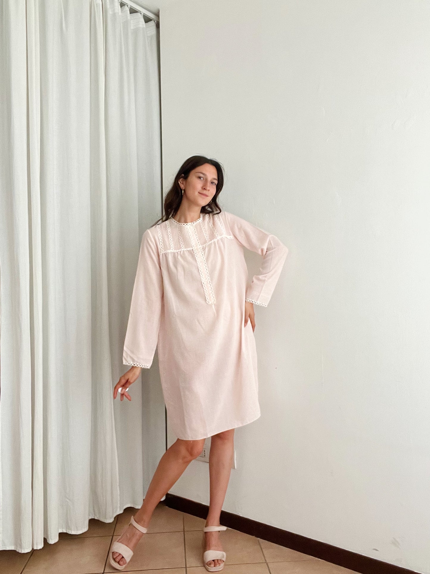 Camicia da notte rosa L