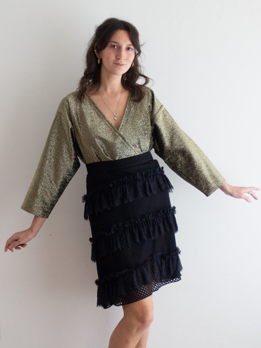 Blusa incrociata lurex