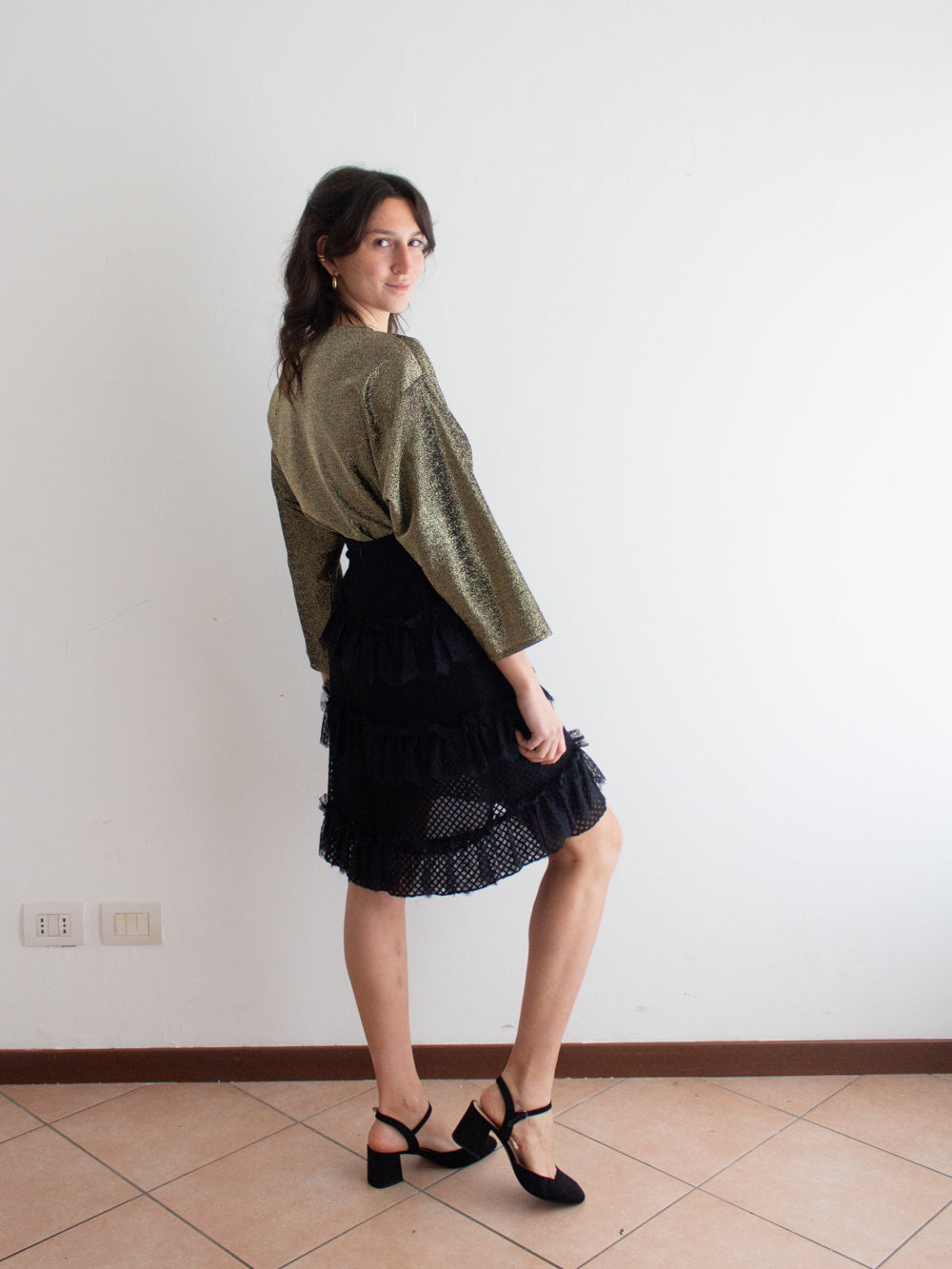 Blusa incrociata lurex