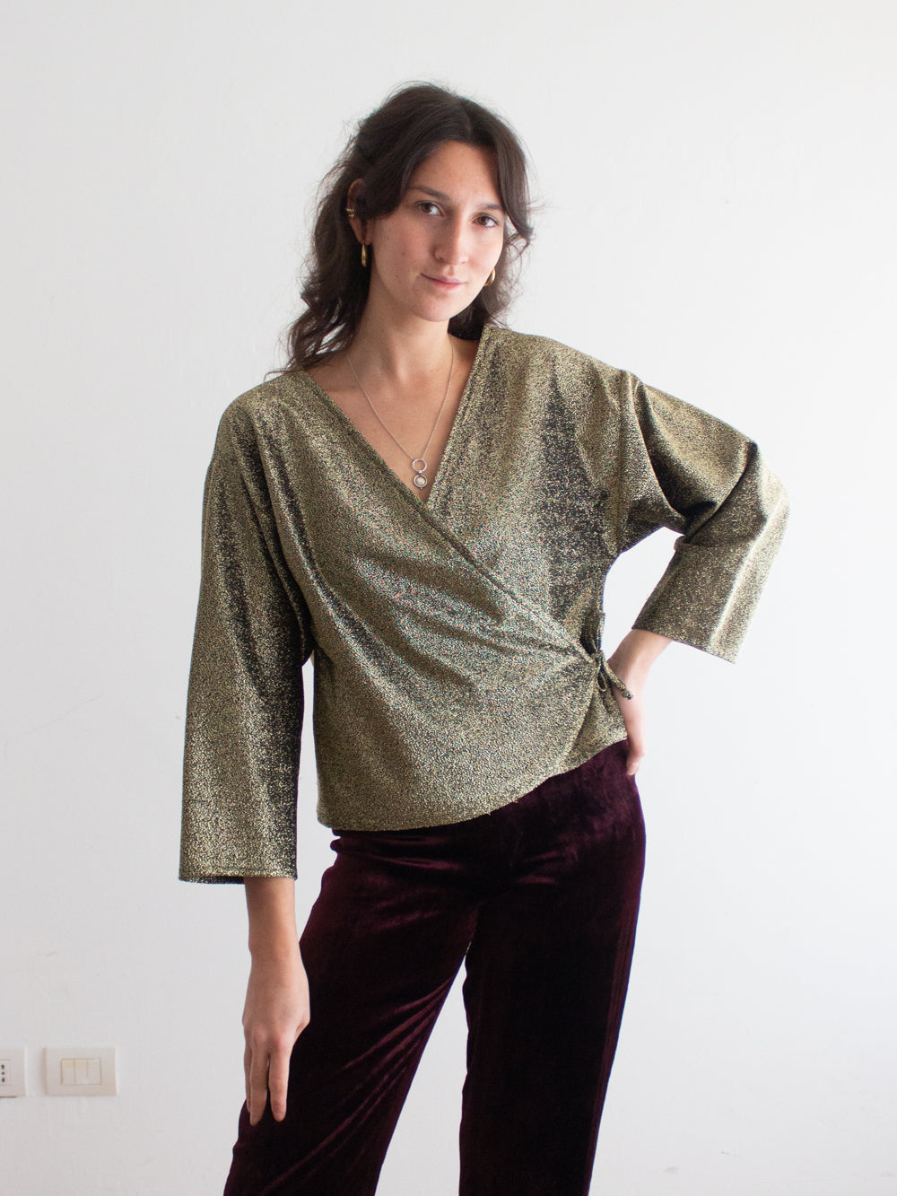 Blusa incrociata lurex