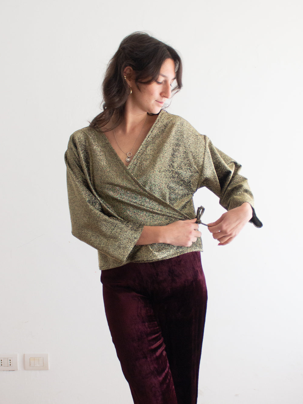Blusa incrociata lurex