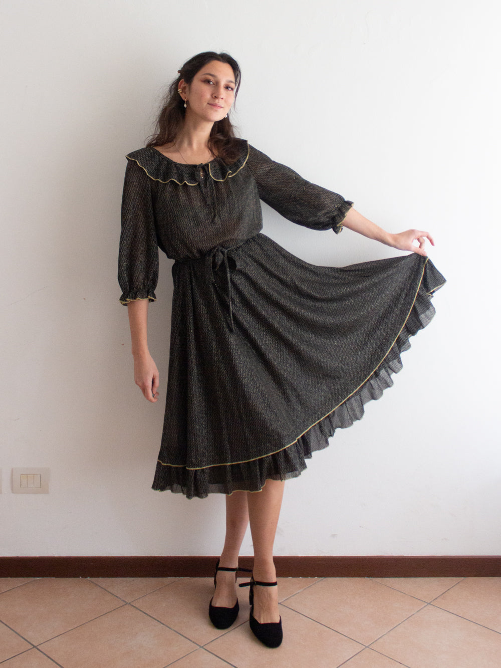 Abito lurex nero oro 46