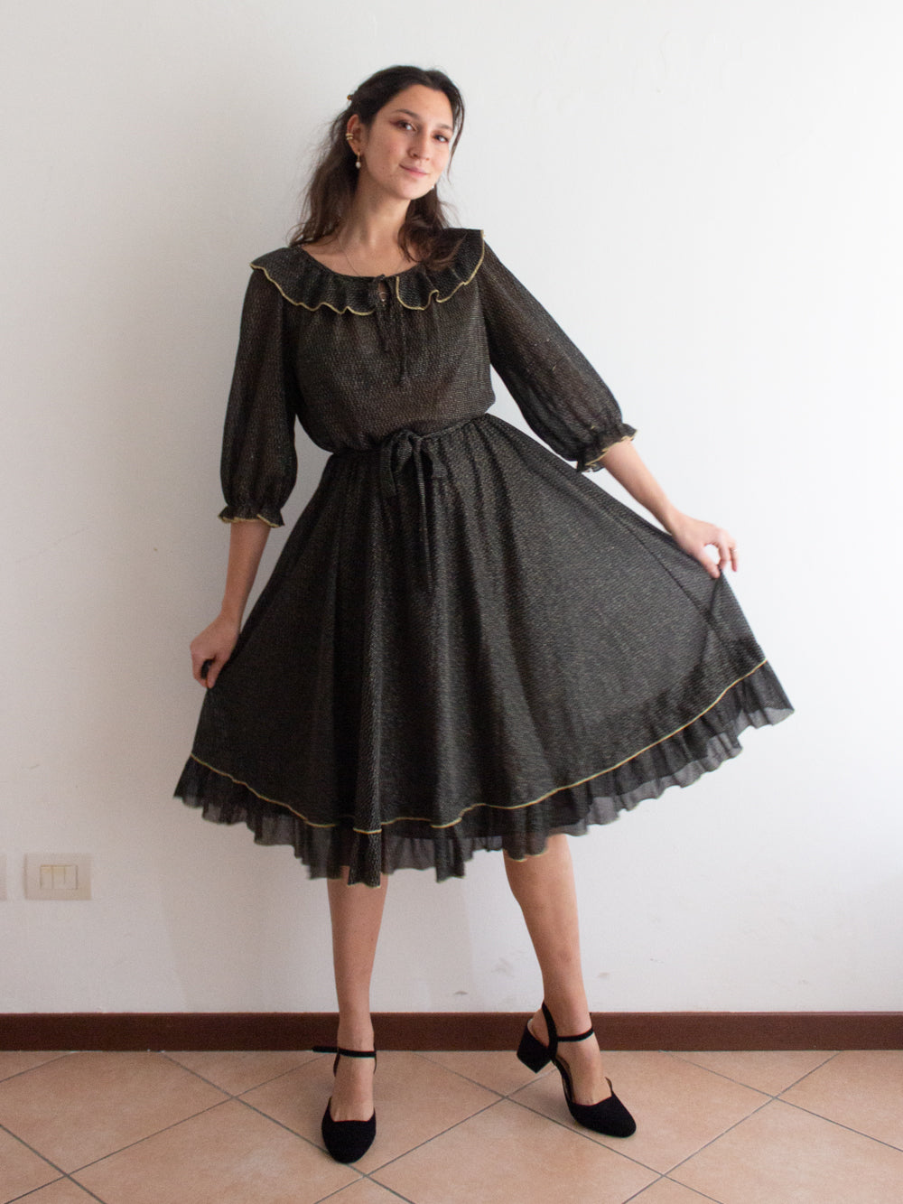 Abito lurex nero oro 46