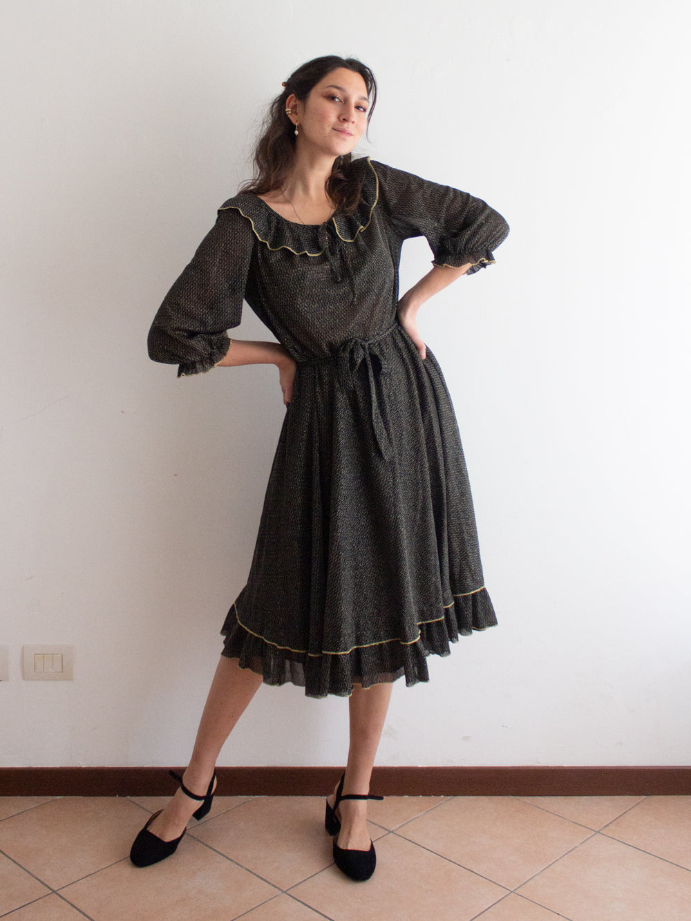 Abito lurex nero oro 46