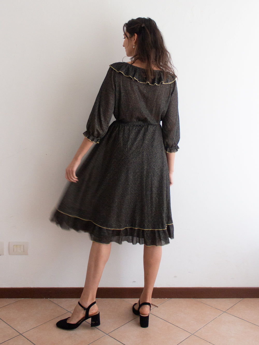 Abito lurex nero oro 46