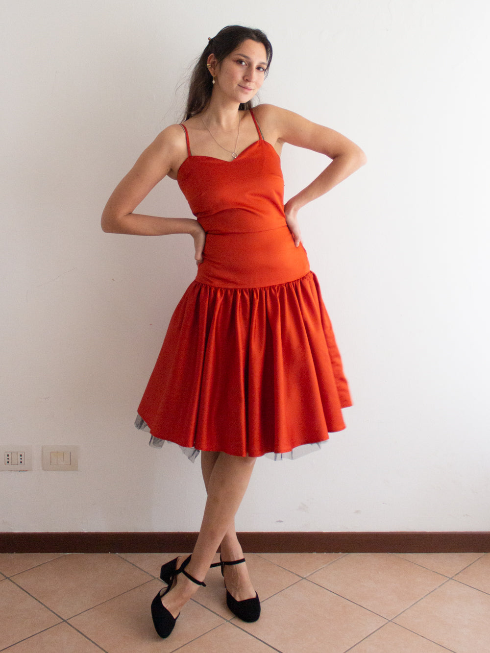 Abito raso rosso 40