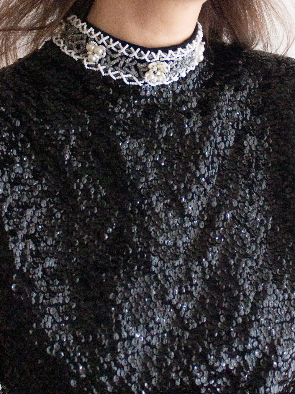 Top paillettes nere 42