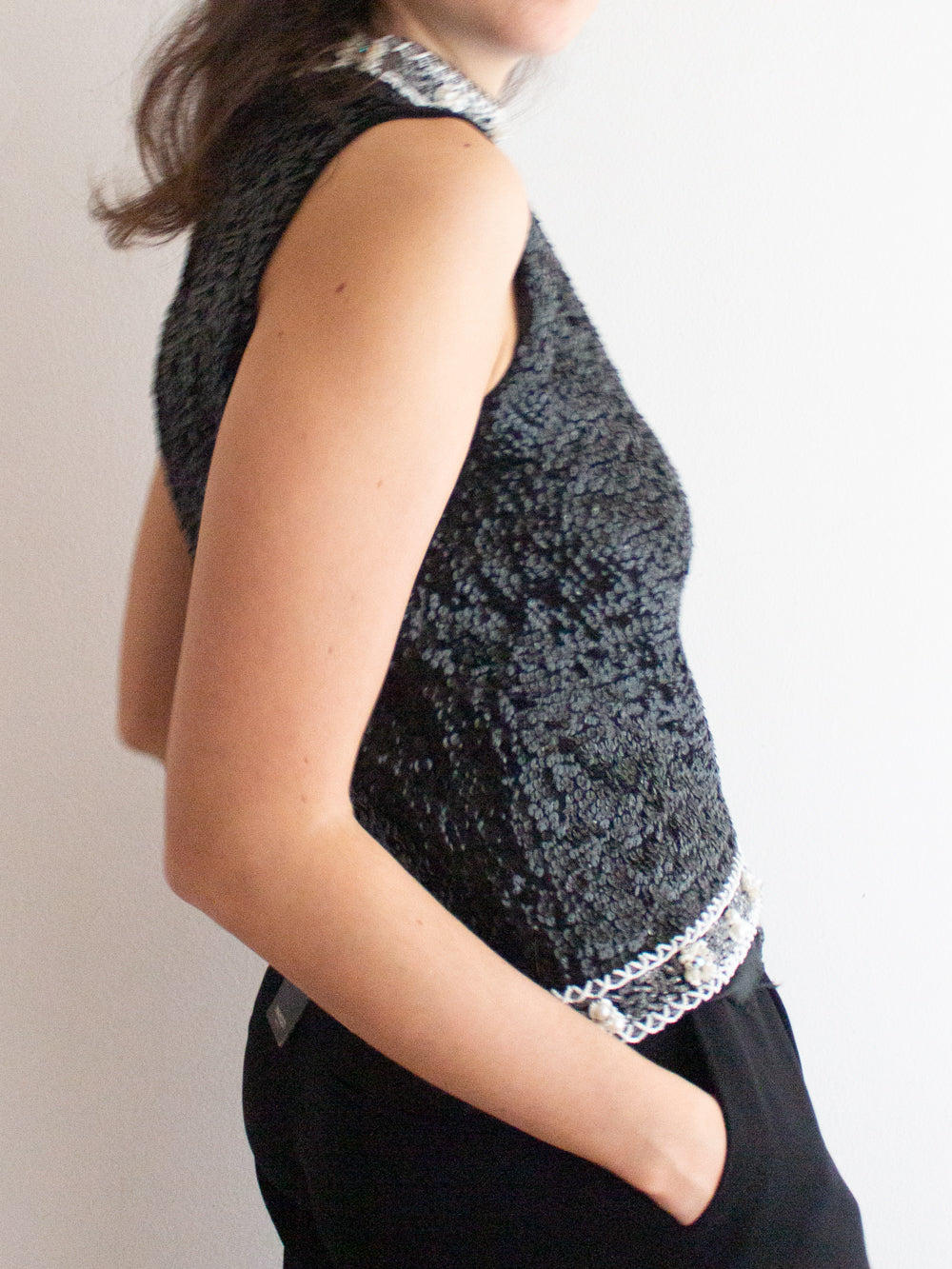 Top paillettes nere 42