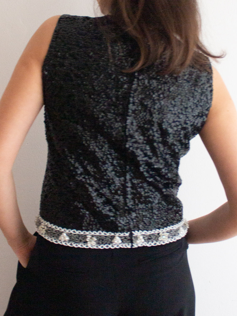 Top paillettes nere 42