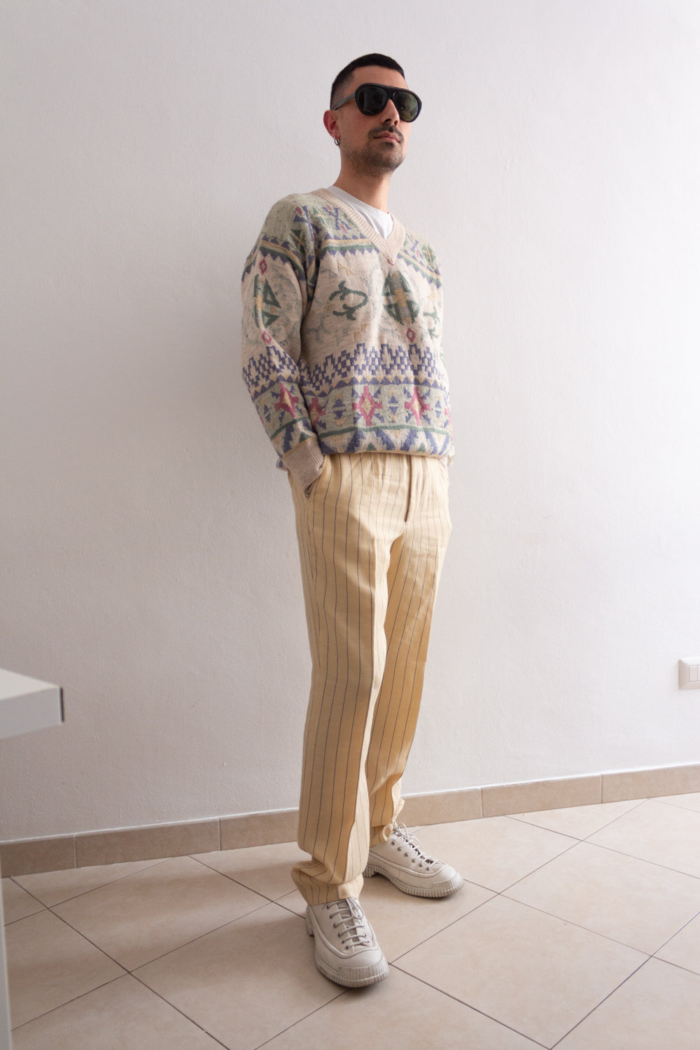 Pantaloni lana lino 48