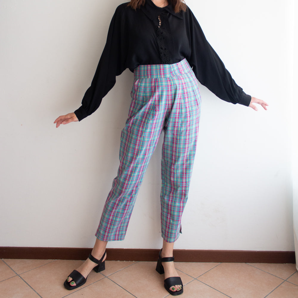 Pantaloni rosa azzurri cotone 42
