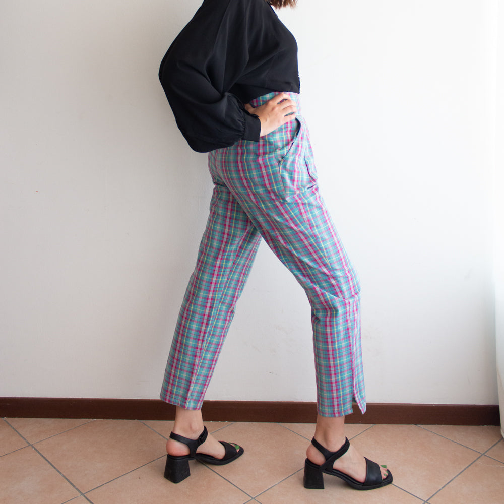 Pantaloni rosa azzurri cotone 42