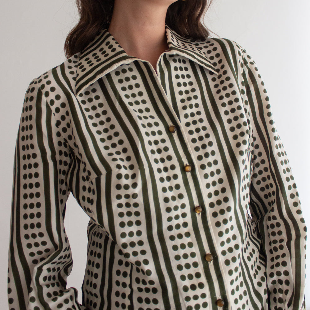 Camicia righe pois verdi 42