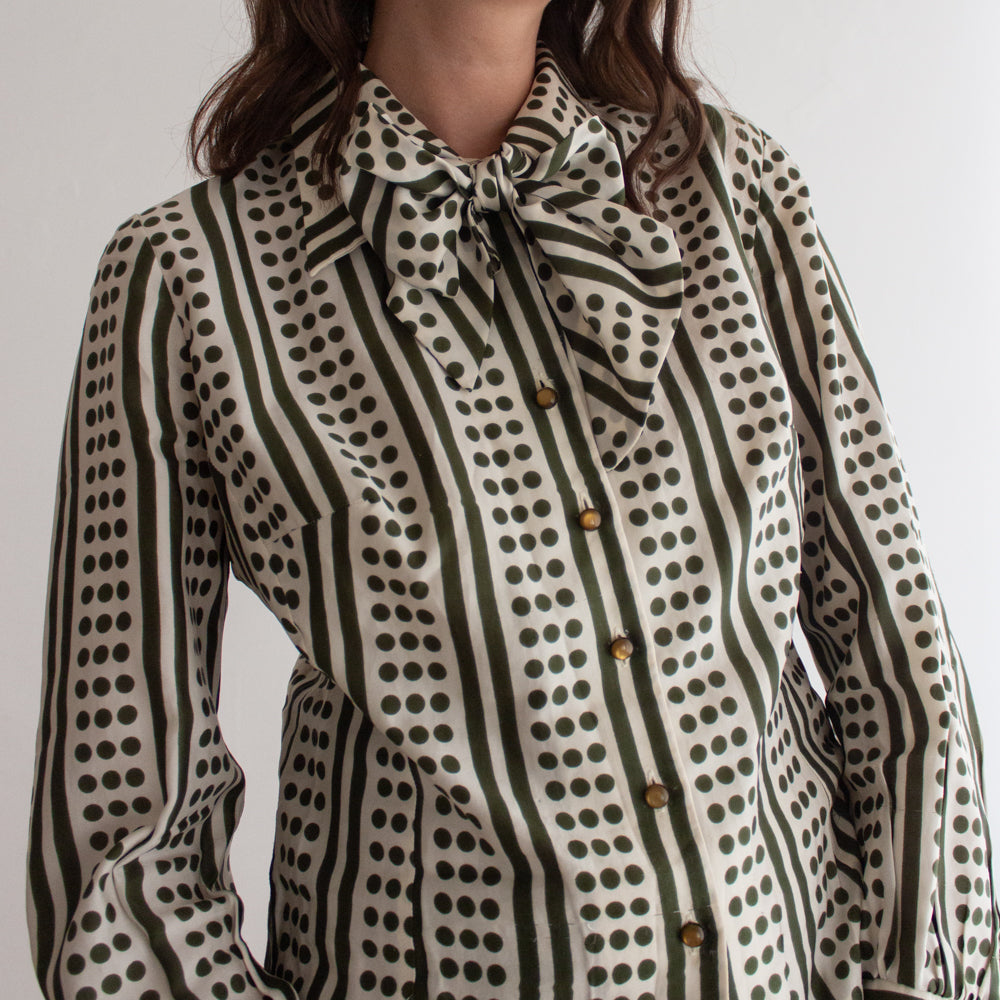 Camicia righe pois verdi 42