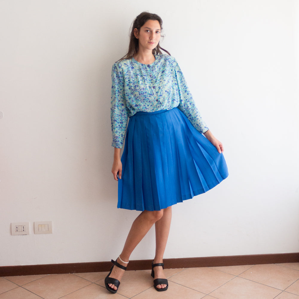 Camicia seta floreale azzurra L