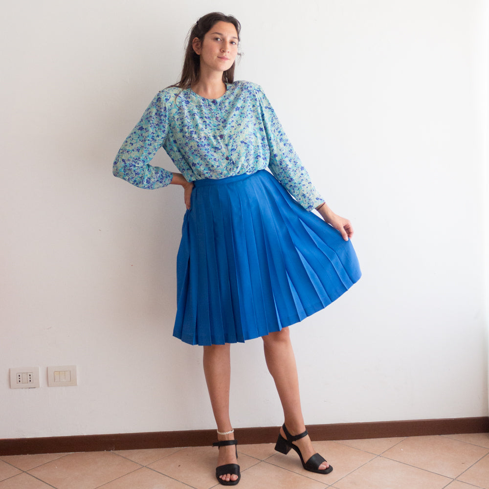 Camicia seta floreale azzurra L
