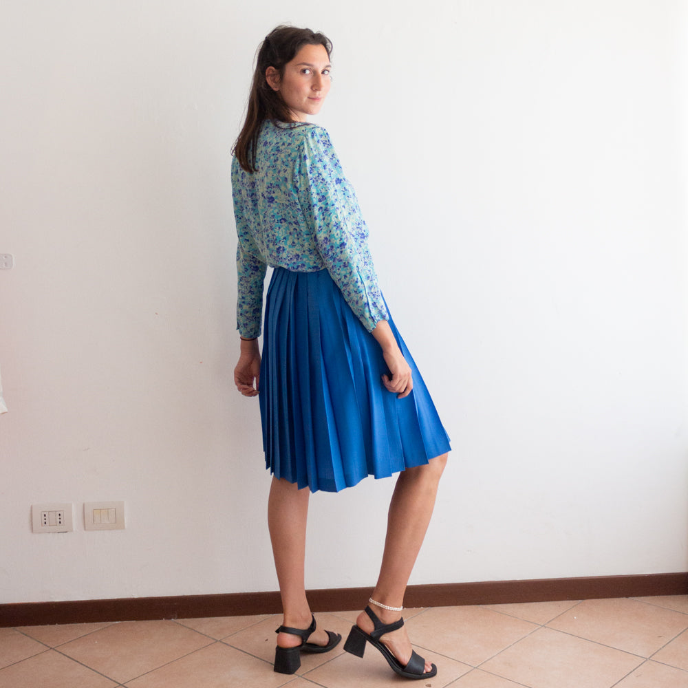 Camicia seta floreale azzurra L