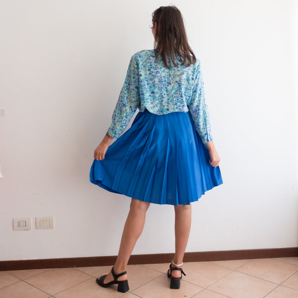Camicia seta floreale azzurra L