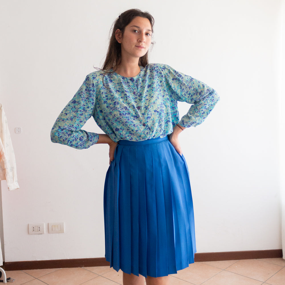 Camicia seta floreale azzurra L