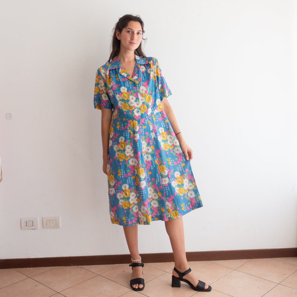 Abito floreale azzurro 46