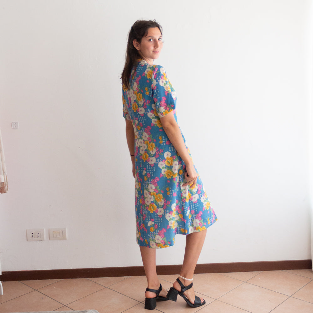 Abito floreale azzurro 46