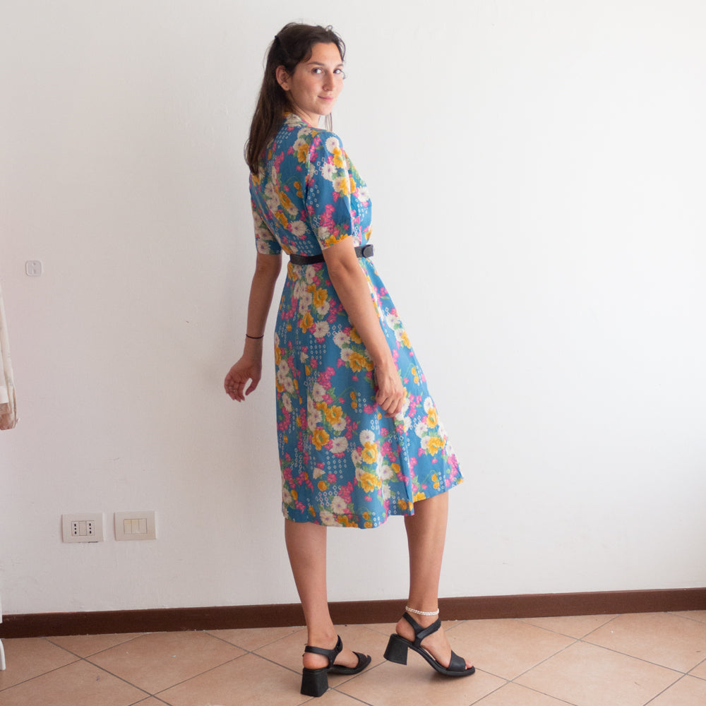 Abito floreale azzurro 46