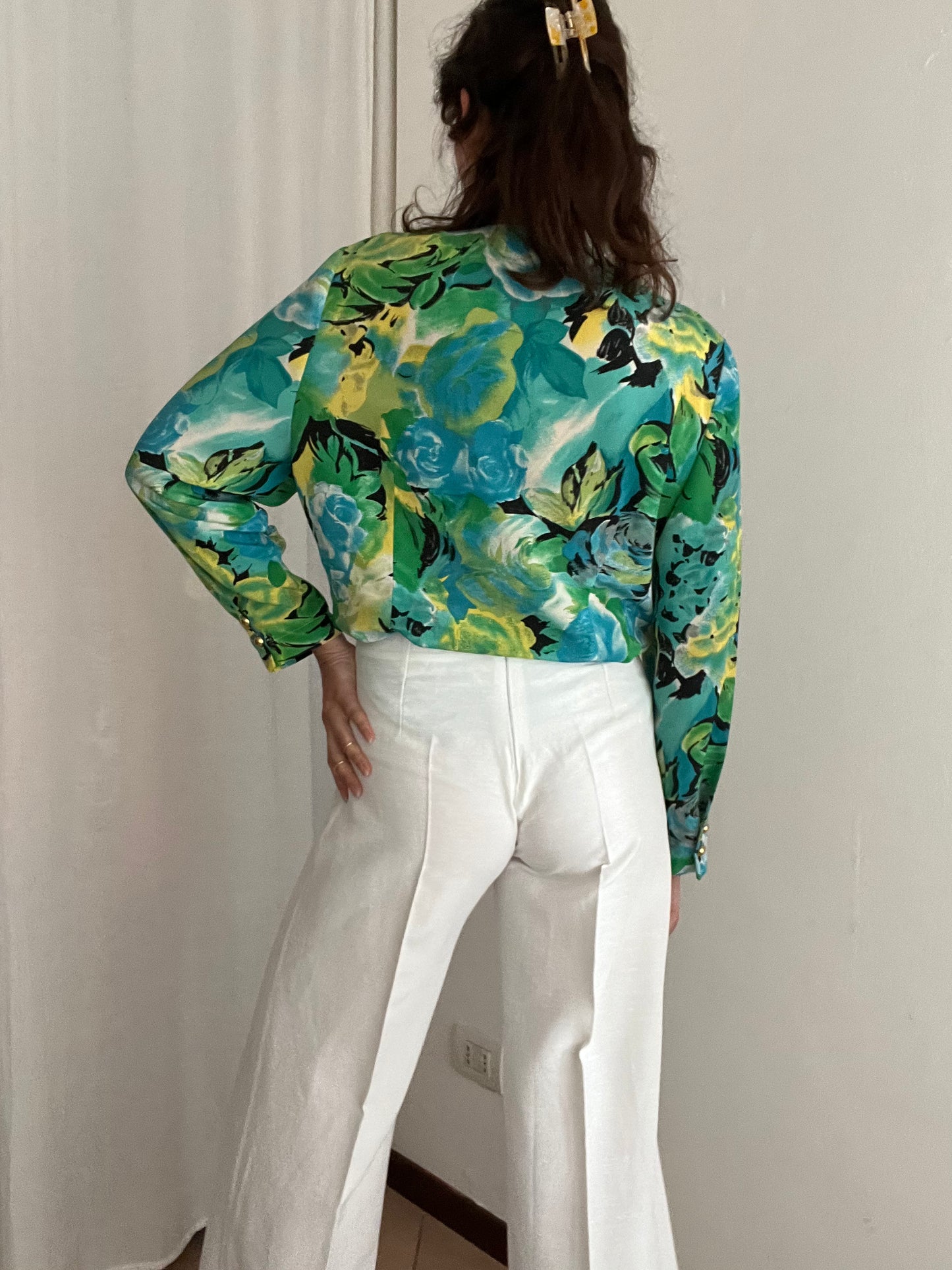 Camicia verde floreale 46