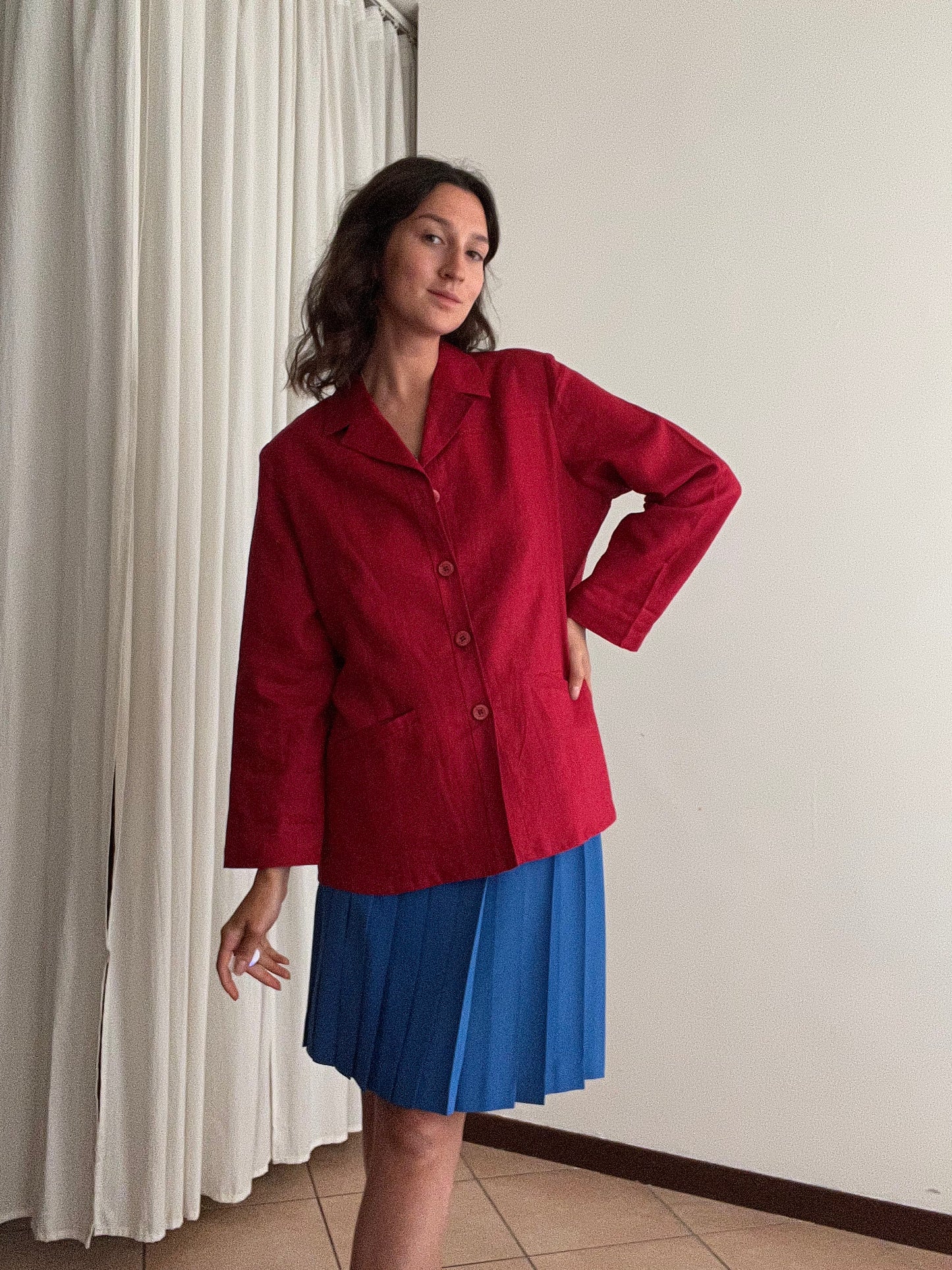 Blazer lino rosso 48