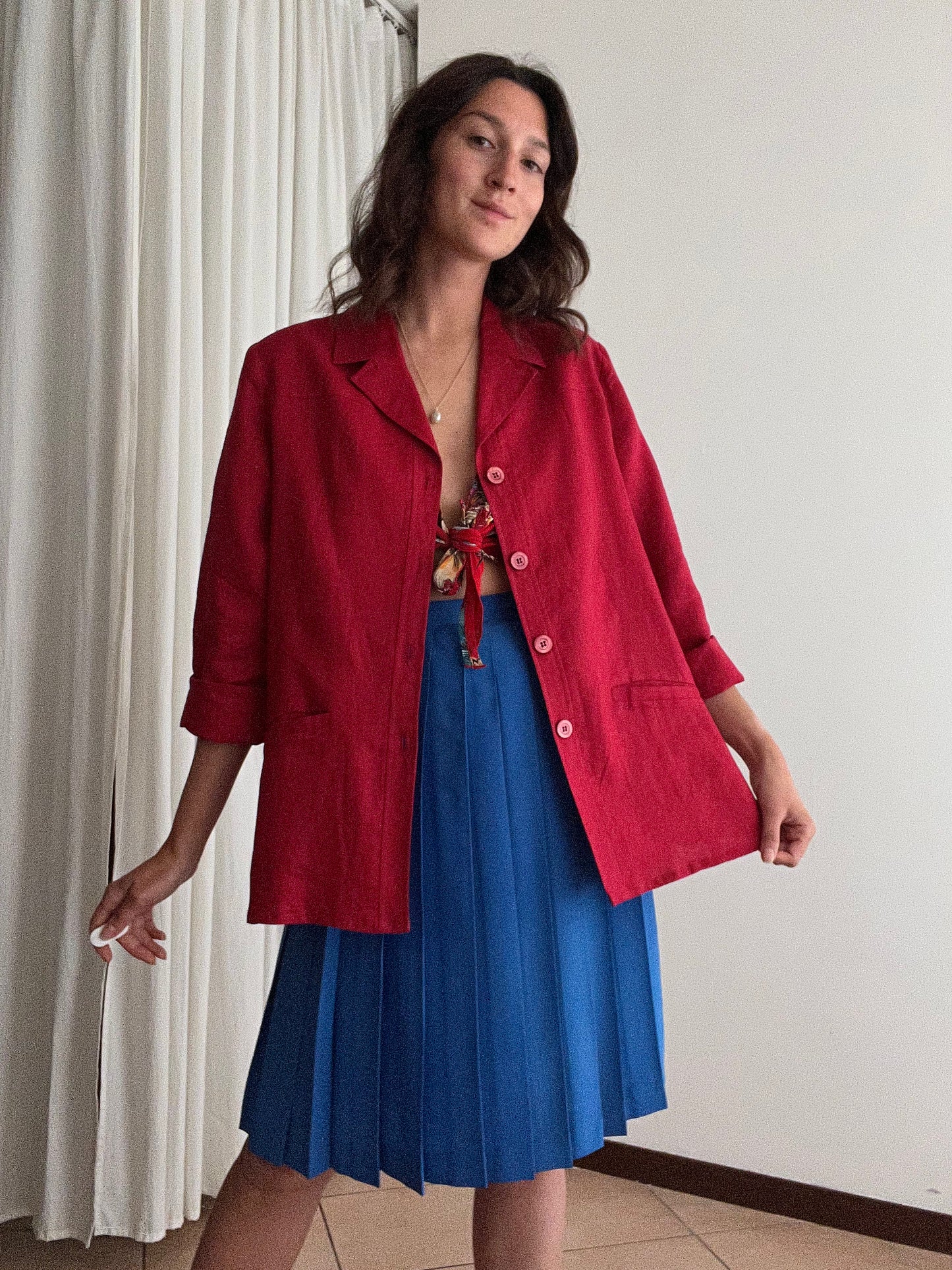 Blazer lino rosso 48