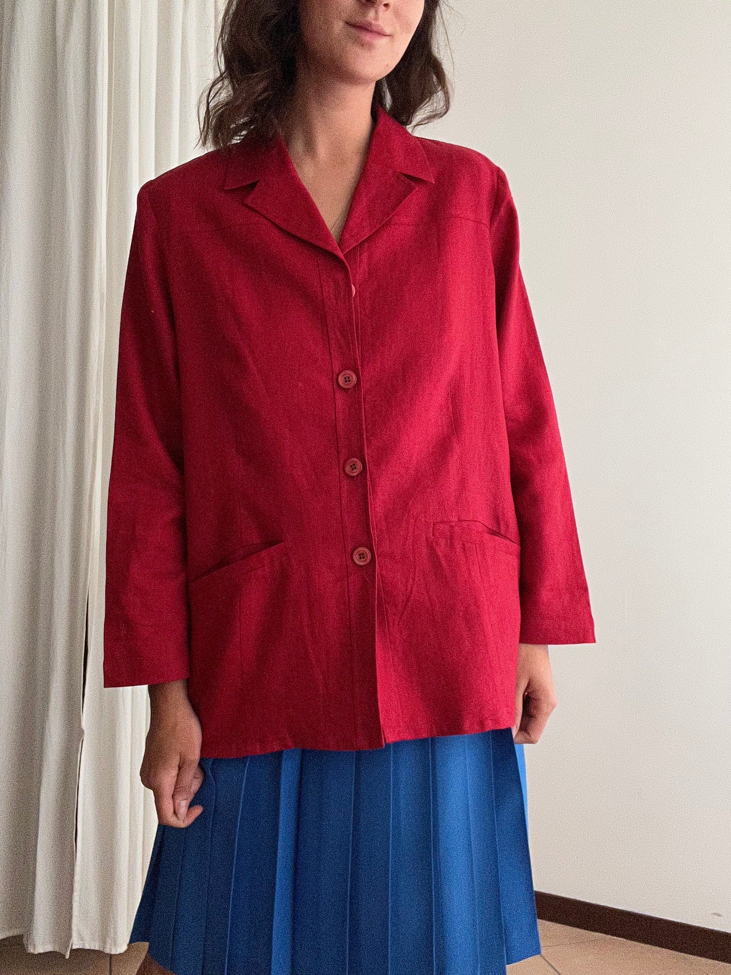 Blazer lino rosso 48