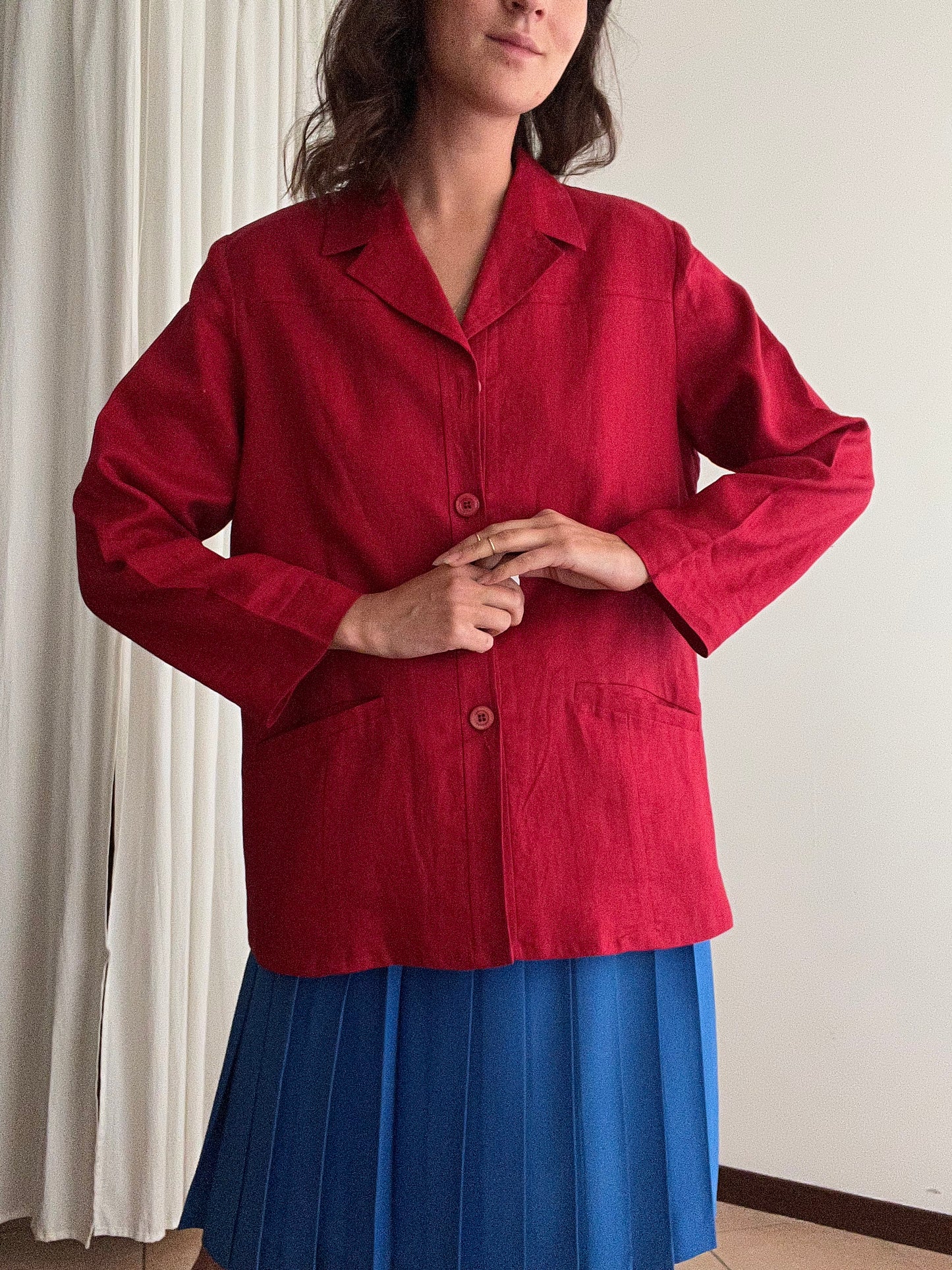 Blazer lino rosso 48