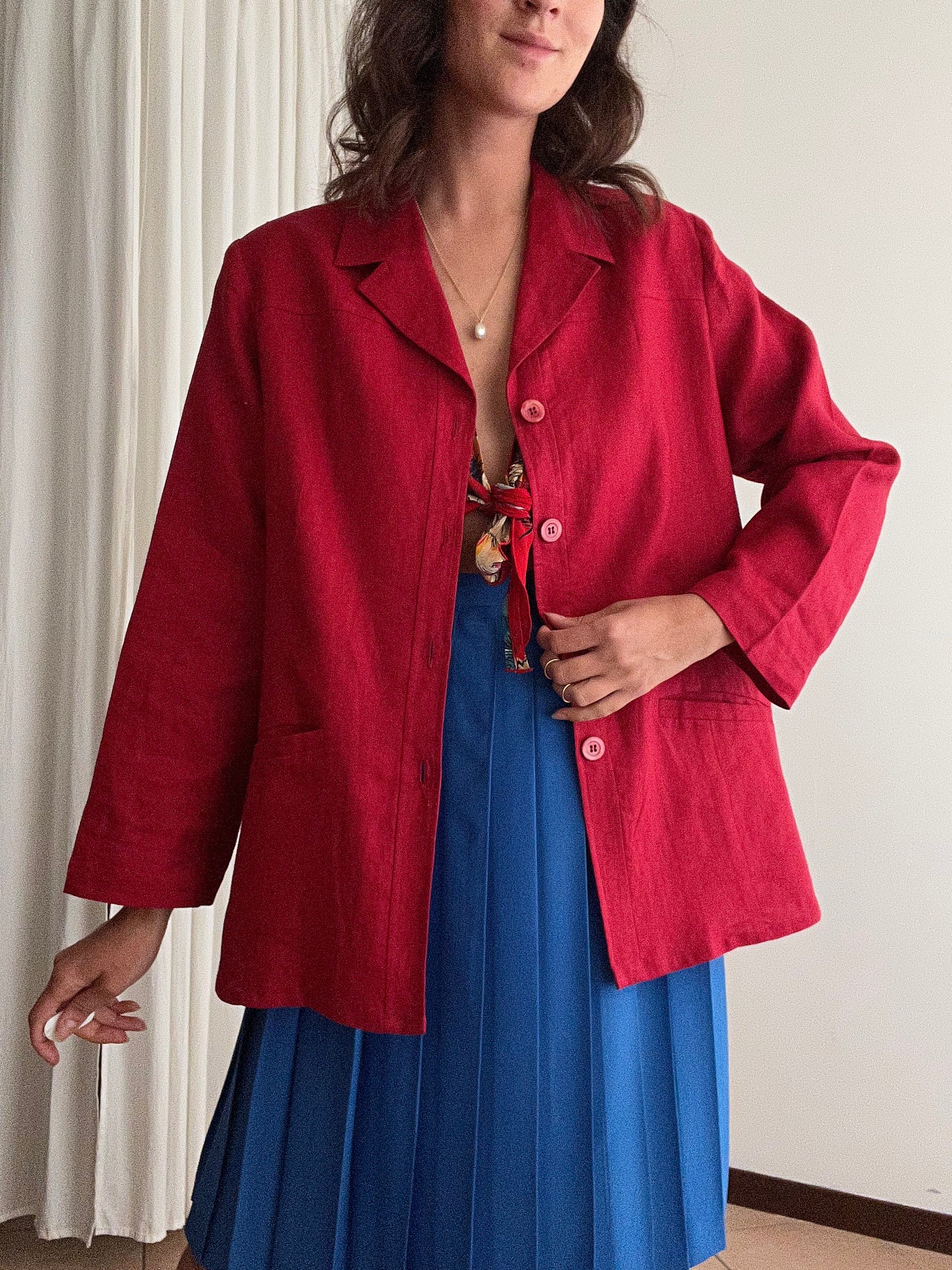 Blazer lino rosso 48