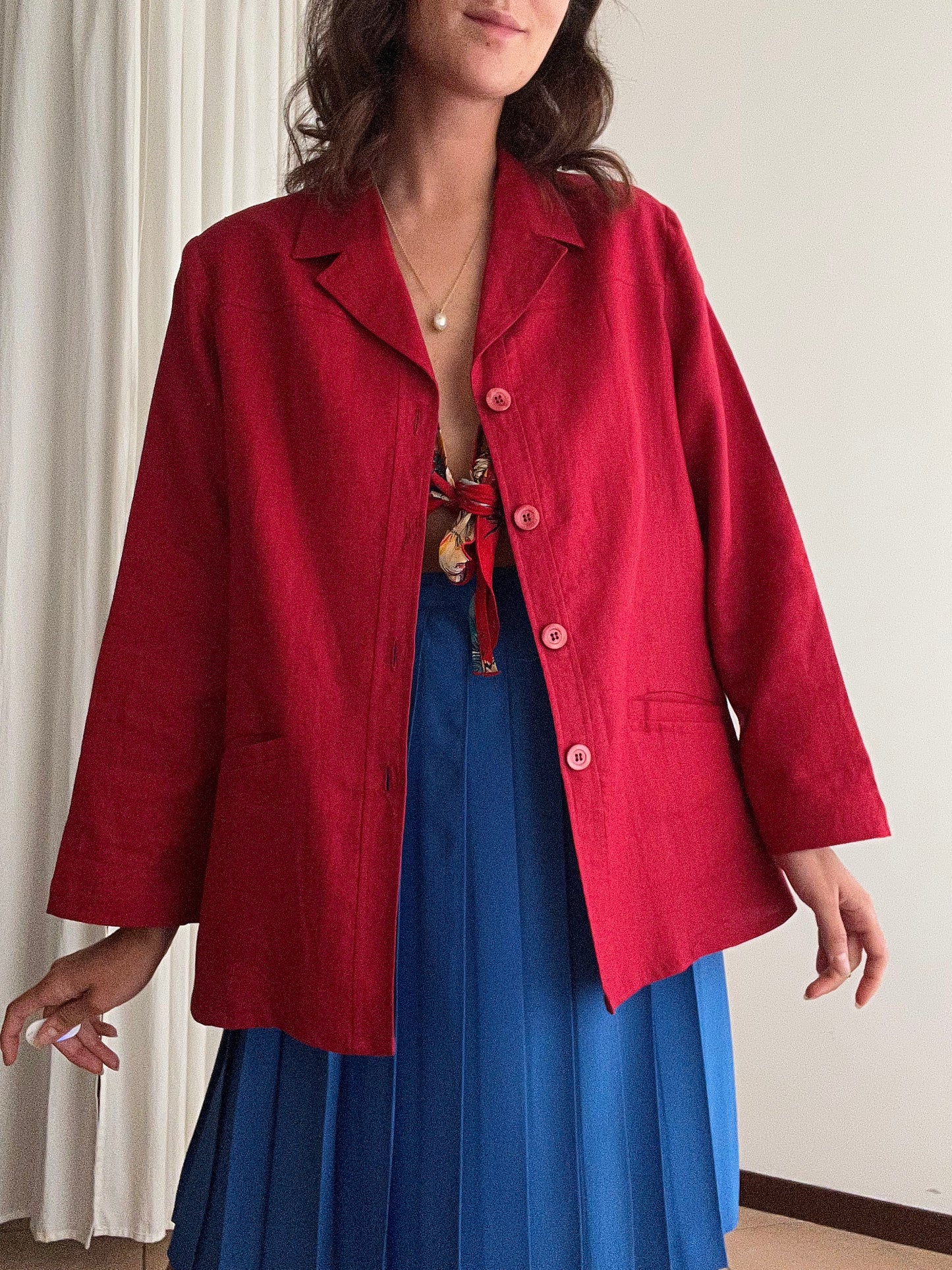 Blazer lino rosso 48