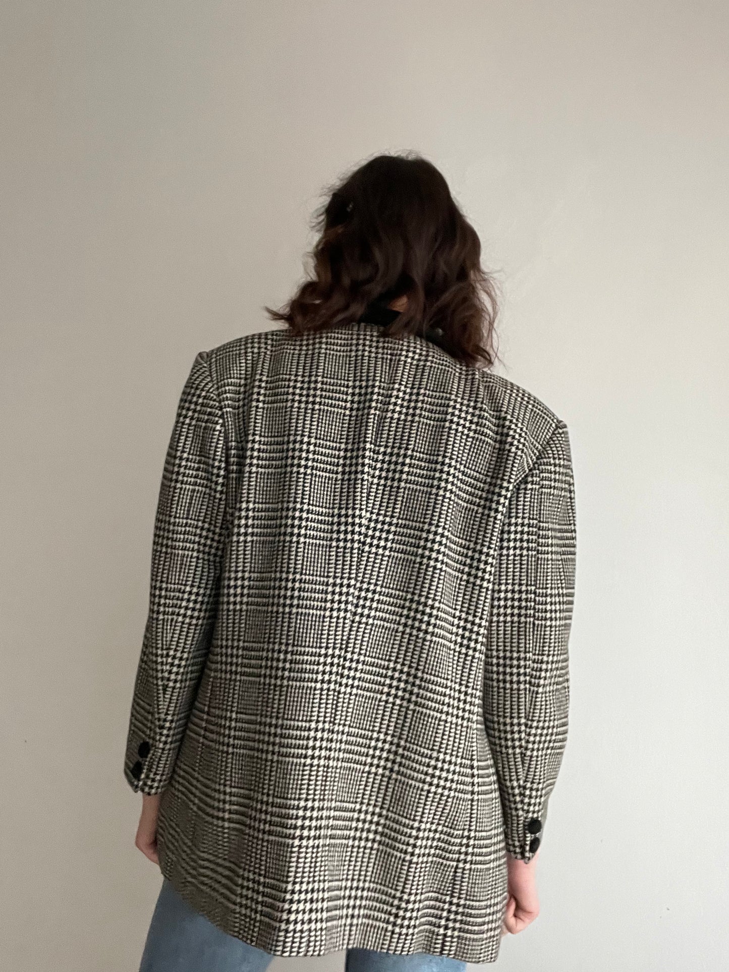 Blazer pied de poule colletto velluto 46