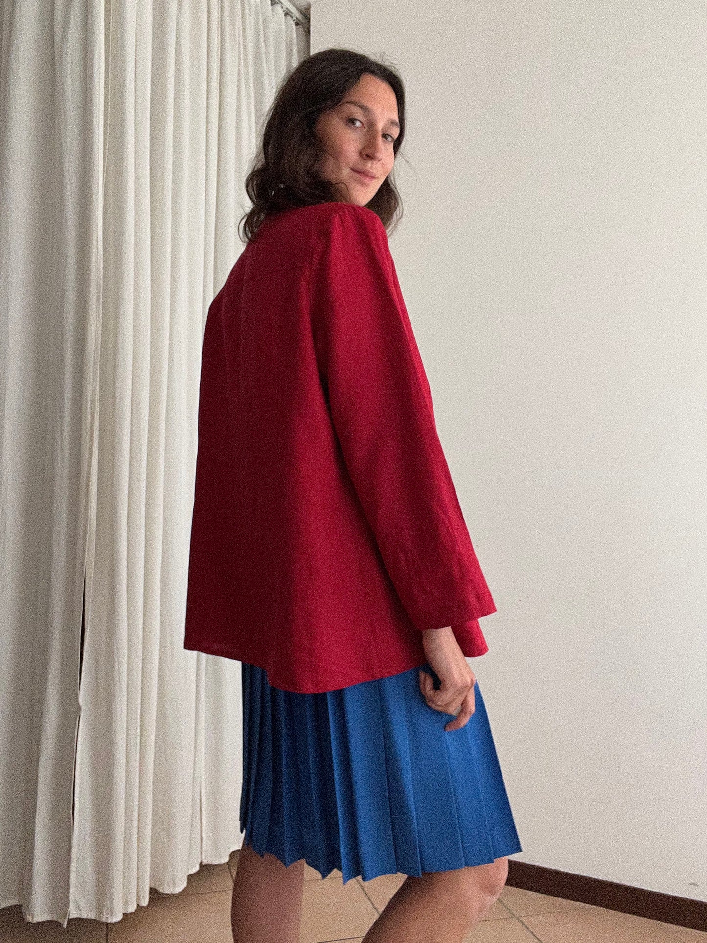 Blazer lino rosso 48